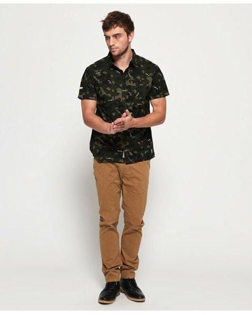 Superdry Black Seattle Skate Shirt Leopard Camo Aoe for men