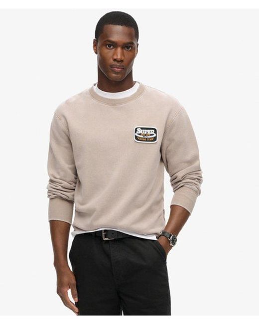 Superdry Natural & Co Loose Fit Embroidered Logo Mechanic Crew Sweatshirt for men
