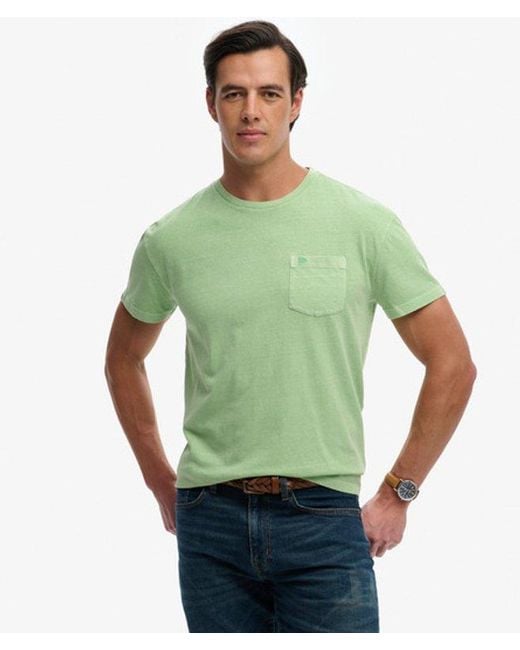 Superdry Green & Co Classic Cotton Linen Pocket T-shirt for men
