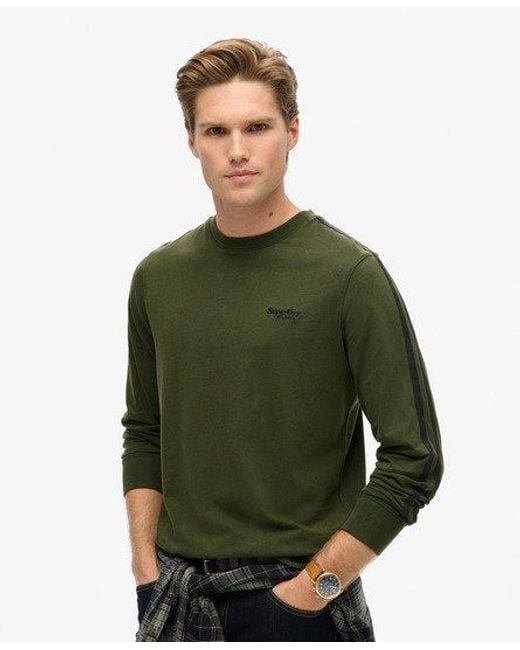 Superdry Green Essential Logo Retro Long Sleeve Top for men