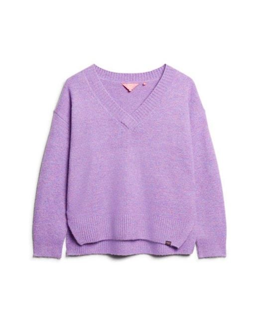 Superdry Purple & Co Oversized V Neck Jumper