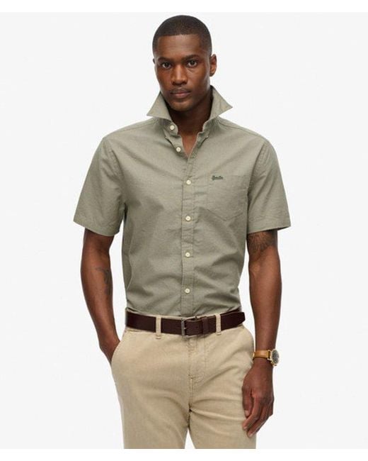 Superdry Gray & Co City Cotton Linen Short Sleeve Shirt for men