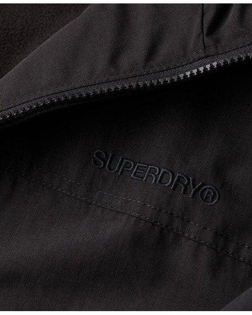 Superdry Black Classic Embroidered Logo Surplus Nylon Hooded Bomber Jacket for men