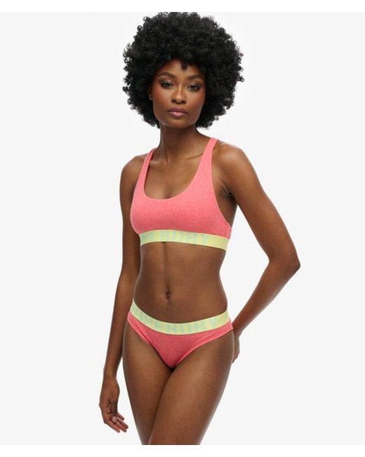 Superdry Red Organic Cotton Large Logo Bikini Briefs
