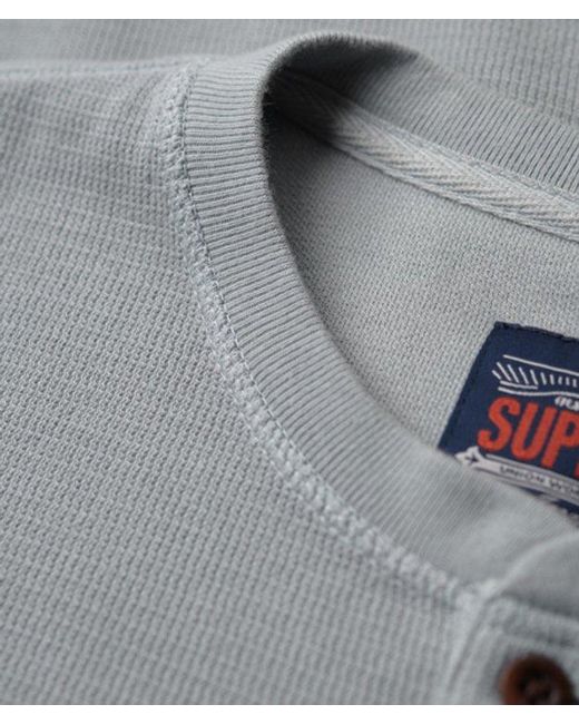 Superdry Gray & Co Waffle Long Sleeve Half Button Top for men