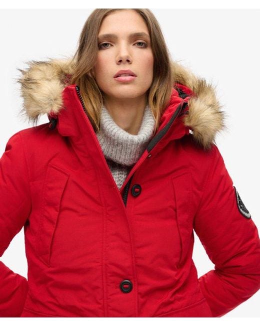 Superdry Red & Co Everest Faux Fur Hooded Parka Coat