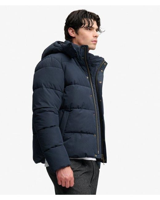 Superdry Blue Premium Hooded Puffer Jacket for men