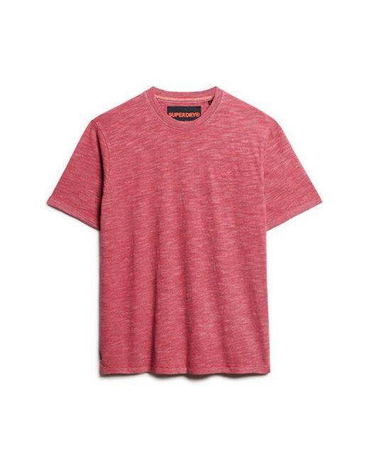 Superdry Red Over-dyed Slub Marl Crew Neck T-shirt for men