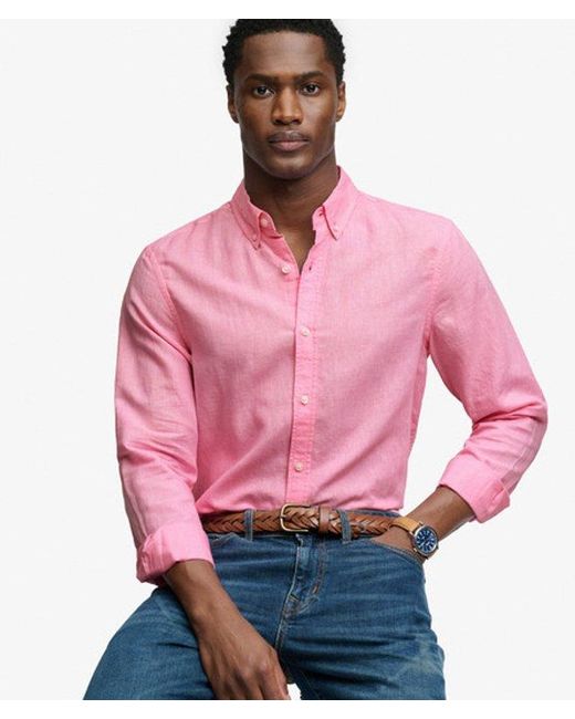 Superdry White & Co Cotton Linen Long Sleeve Shirt for men
