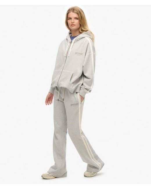 Superdry Athletic joggingbroek Met Wijde Pijpen En Strepen in het Gray