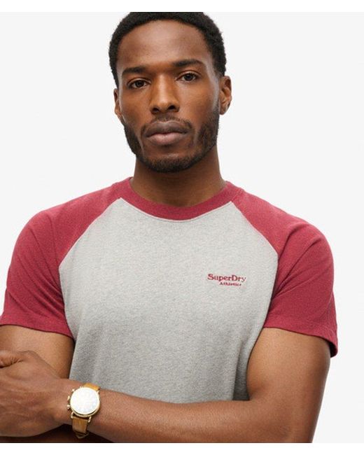 Superdry Red & Co Organic Cotton Essential Logo Baseball T-shirt for men