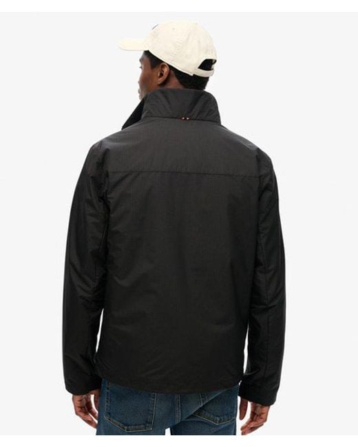 Superdry Black & Co Non Hood Logo Windbreaker Jacket for men