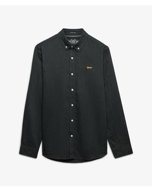 Superdry Black & Co Cotton Linen Long Sleeve Shirt for men