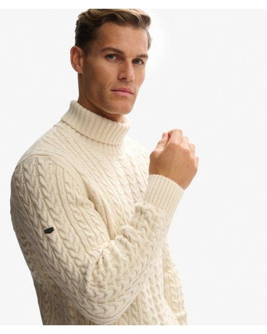 Superdry Brown & Co Jacob Cable Roll Neck Jumper for men