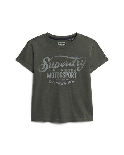 Superdry Green Boho Biker Script Graphic T-shirt