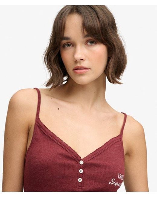Superdry Red & Co Athletic Essentials Button Down Cami Top