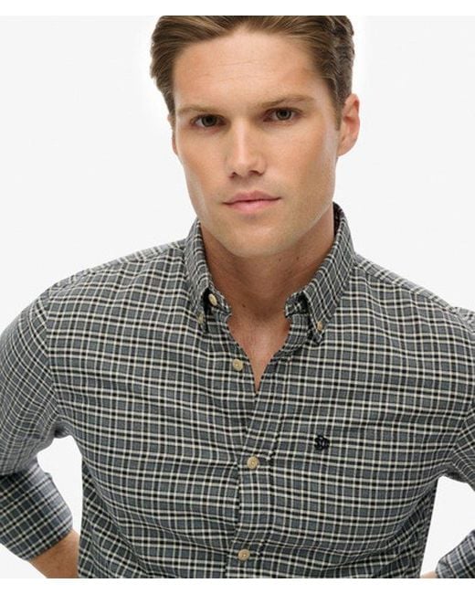 Superdry Premium Oxford Overhemd Met Ruitjes in het Gray voor heren