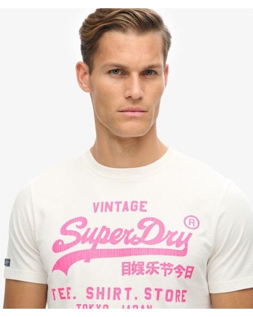 Superdry Pink & Co Neon Vintage Logo Graphic T-shirt for men