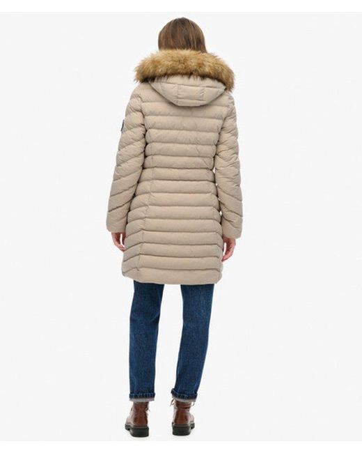 Superdry Fuji Middellange Jas Met Bontkraag in het Brown