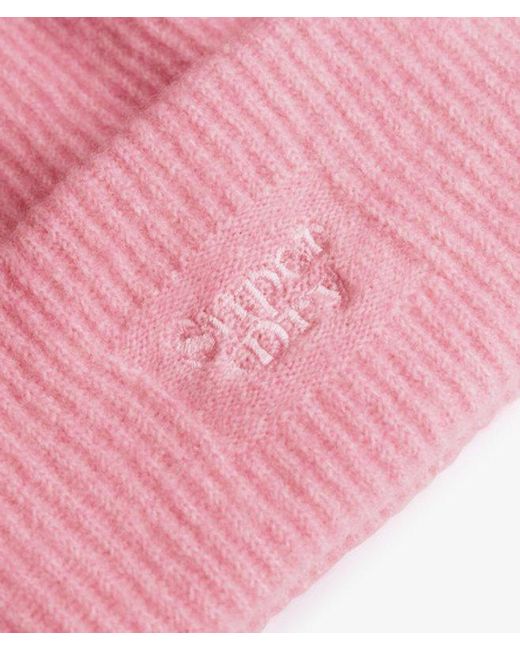Superdry Pink & Co Soft Rib Knit Beanie Hat