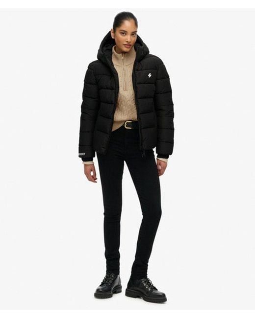 Superdry Black & Co Hooded Spirit Sports Puffer Jacket
