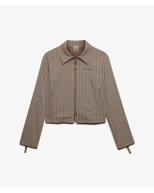 Superdry Gray Bench X & Co Bench Double Zip Collared Check Jacket
