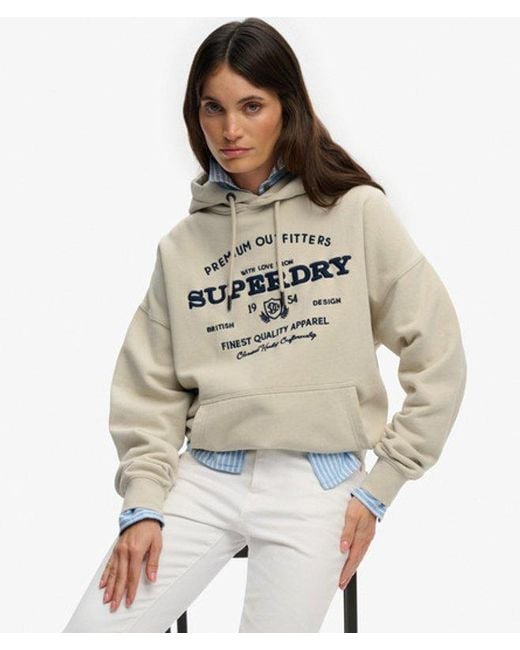 Superdry Gray & Co Luxe Casual Embroidered Relaxed Hoodie