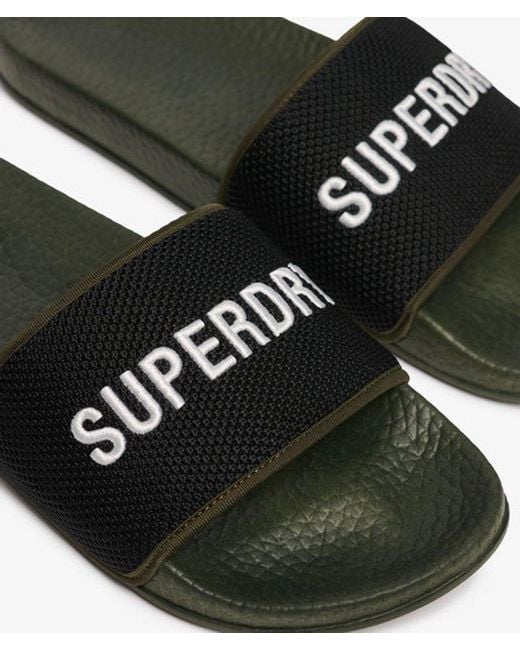 Superdry Black & Co Utility Mesh Pool Sliders for men