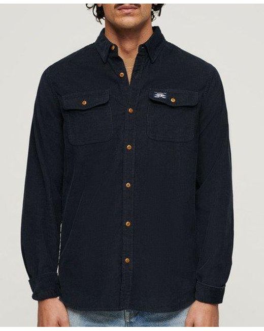 Superdry Blue Trailsman Relaxed Fit Corduroy Shirt for men