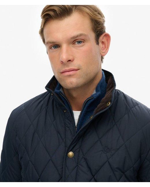 Superdry Blue Quilted Estate Country Jacket for men