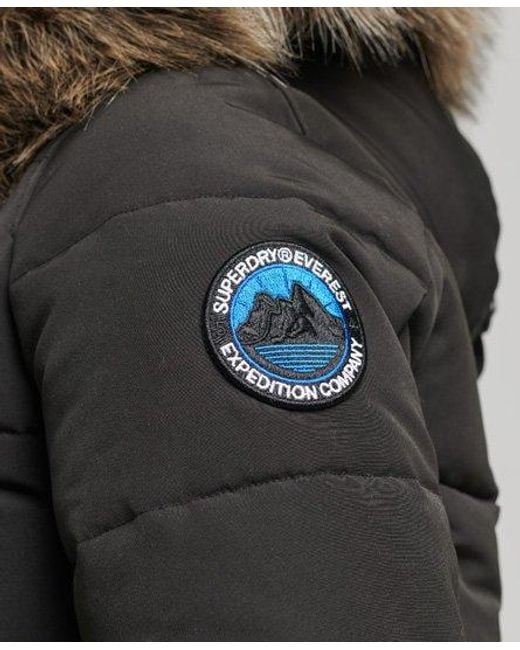 Superdry Black Everest Hooded Puffer Bomber Jacket