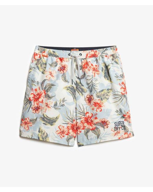 Superdry White & Co Hawaiian Print 16-inch Swim Shorts for men