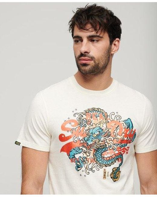 Superdry White Tokyo Graphic T Shirt for men