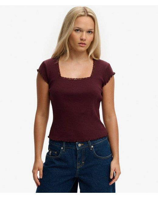 Superdry Red Athletic Essentials Square Neck T-Shirt