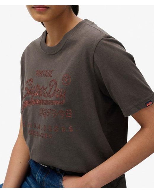 Superdry Gray & Co Embellished Vintage Logo Relaxed T-shirt