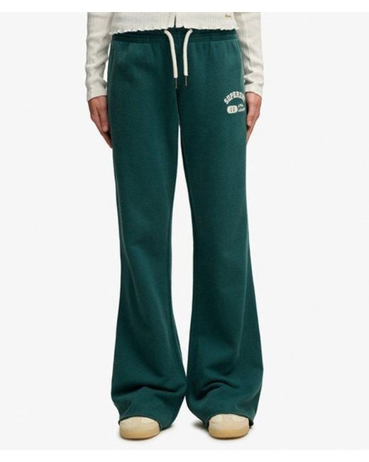 Superdry Green & Co Embroidered Athletic Essentials Low Rise Flare joggers