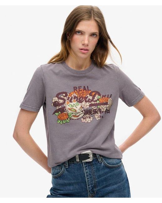 Superdry Gray & Co Tokyo Vintage Logo Graphic Relaxed T-shirt