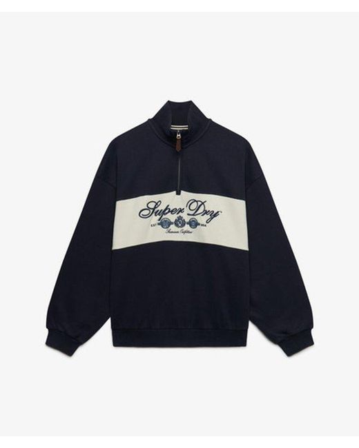 Superdry Blue & Co Ornate Script Half Zip Sweatshirt