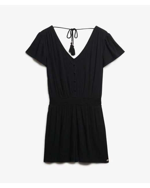Superdry Black Short Sleeve Playsuit