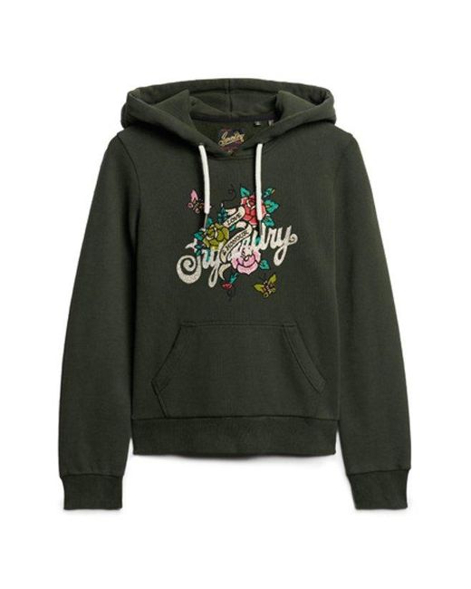Superdry Green & Co Tattoo Script Graphic Hoodie