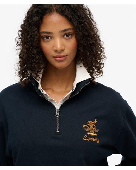 Superdry Blue & Co Country Club Crest Half Zip Sweatshirt
