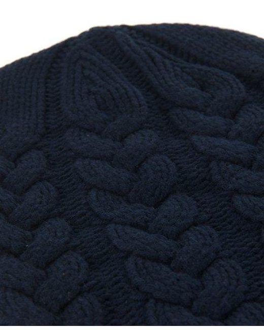Superdry Blue Oversized Cable Beanie Dull Dark