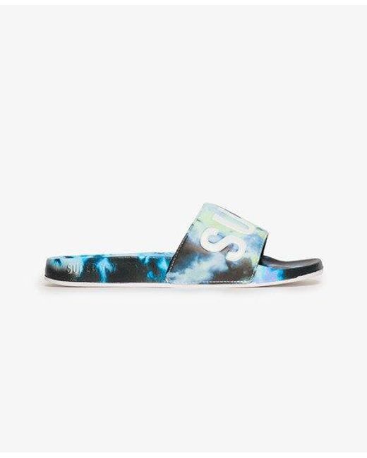 Superdry Blue Tie Dye Vegan Sliders