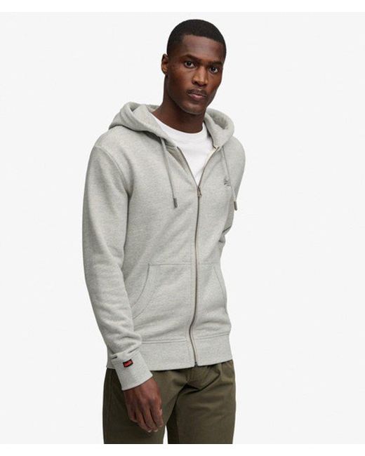 Superdry Gray & Co Essential Logo Half Brushed Zip Hoodie for men