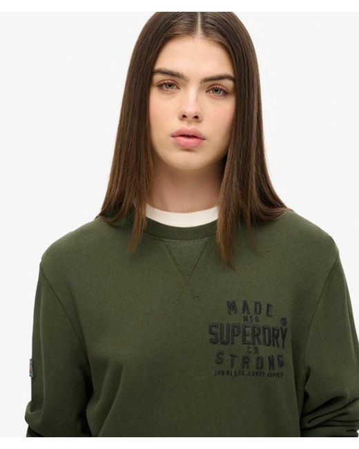 Superdry Green & Co Cotton Embroidered Logo Oversized Workwear Applique Sweatshirt