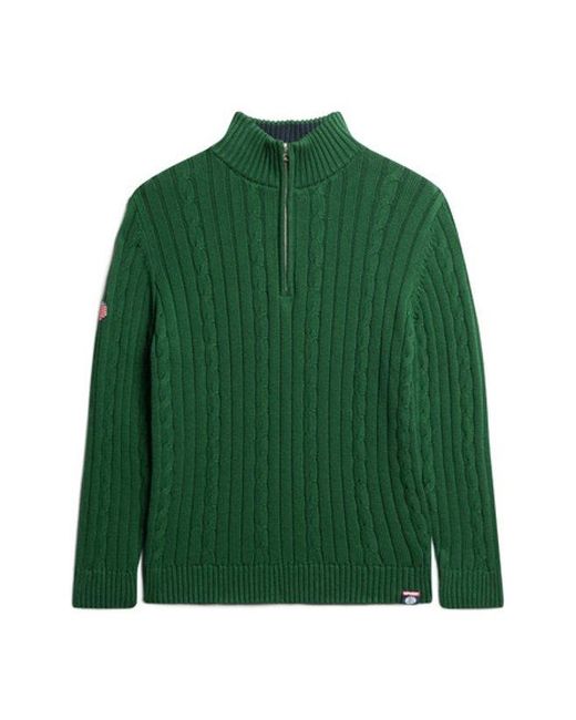 Superdry Green & Co Knitted Rugby Henley Jumper