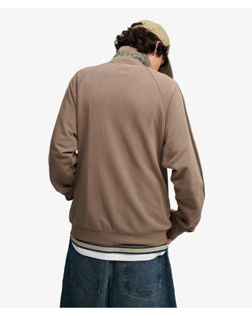 Superdry Brown Bench High Neck Stripe Track Top for men