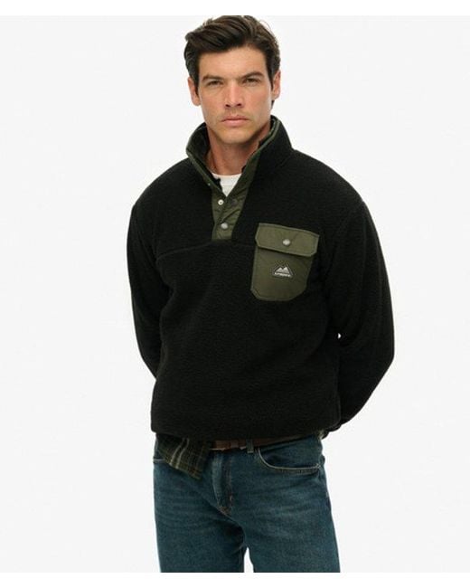 Superdry Black & Co Fuji Popper Neck Fleece for men