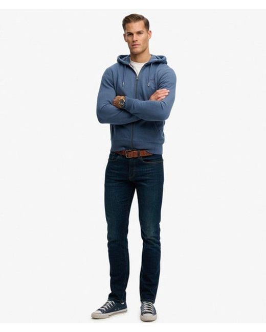 Superdry Blue & Co Essential Logo Half Brushed Zip Hoodie for men