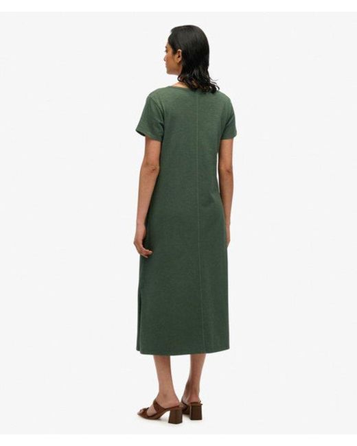 Superdry Green & Co Short Sleeve Button Through Jersey Midi Dress